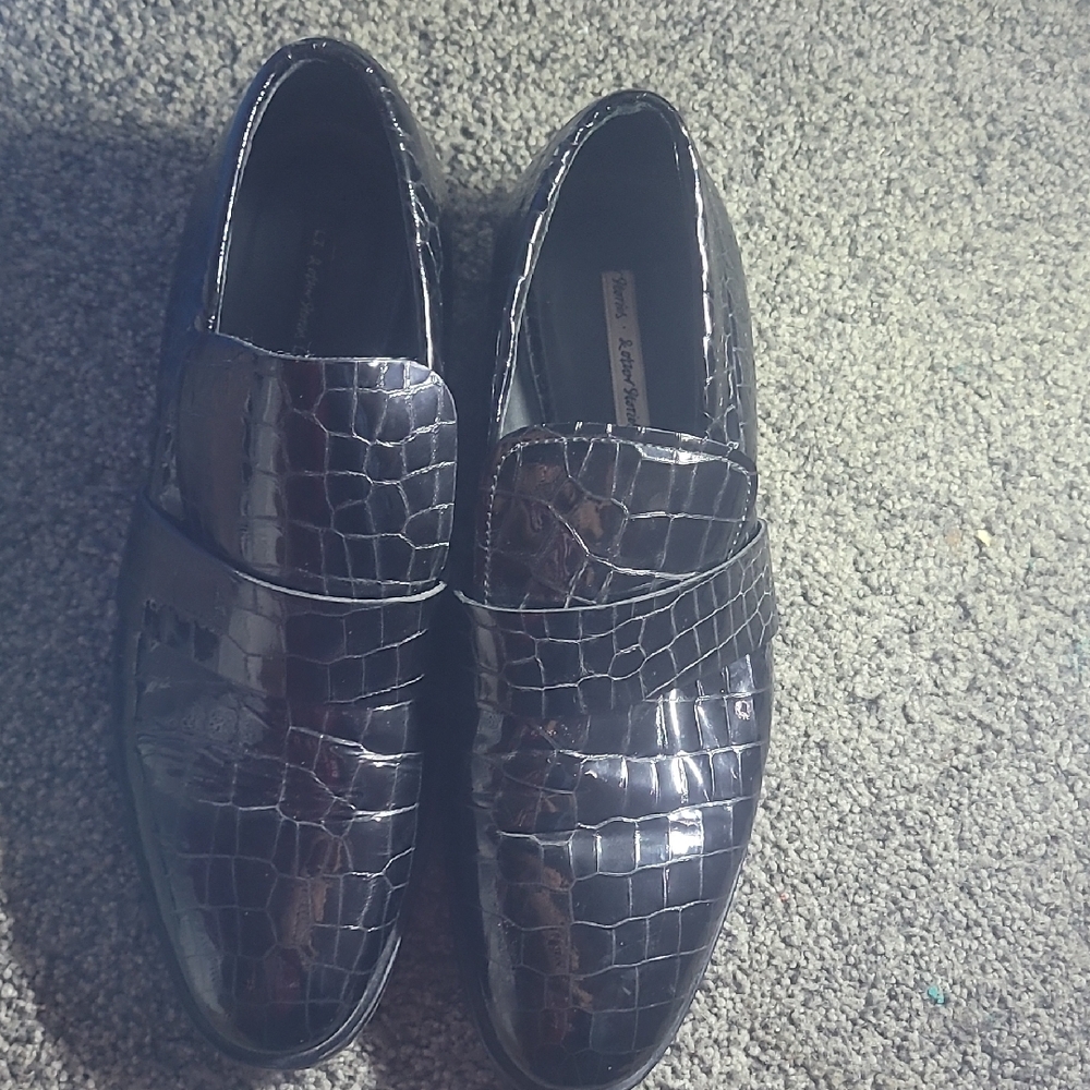 & Other Stories Black Crocodile Embossed Loafers